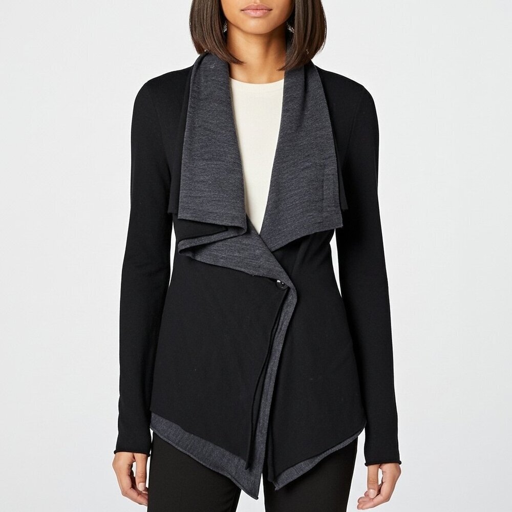 Anthropologie Moth 100% Wool Two Tone Cardigan Sweater Size M